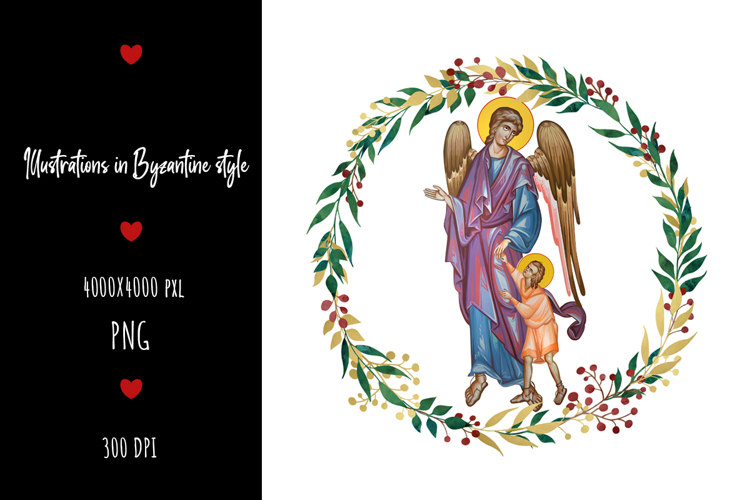 Guardian angel with a kid. Christian Illustration