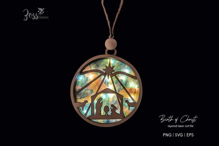 Nativity Christmas Ornament SVG Religious Holiday Laser Cut example image 1