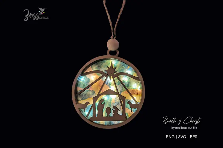 Nativity Christmas Ornament SVG Religious Holiday Laser Cut