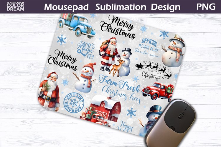 Watercolor Christmas MousePad Sublimation Design