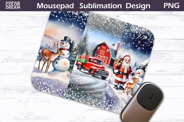 Watercolor Christmas MousePad Sublimation Design