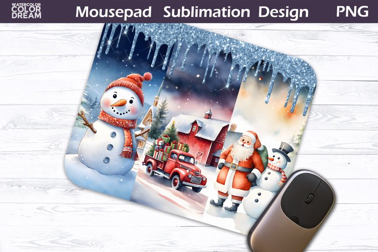 Watercolor Christmas MousePad Sublimation Design