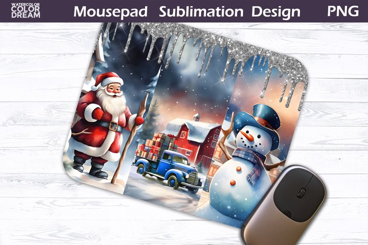 Watercolor Christmas MousePad Sublimation Design example image 1