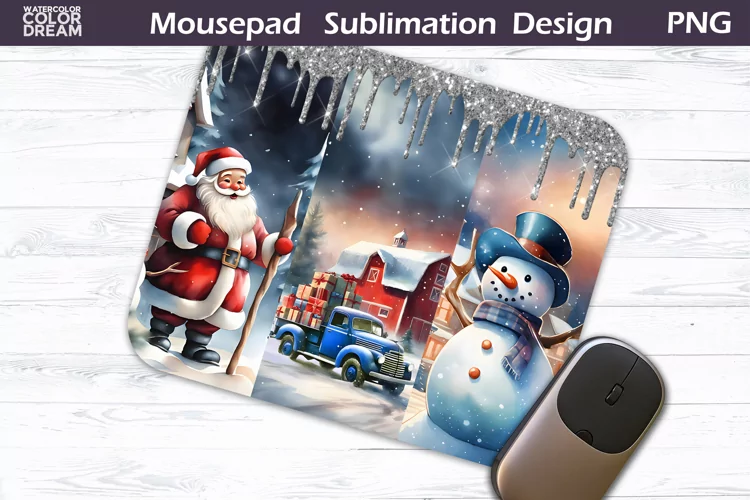Watercolor Christmas MousePad Sublimation Design
