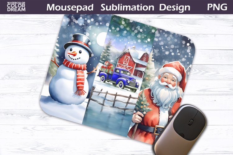 Watercolor Christmas MousePad Sublimation Design