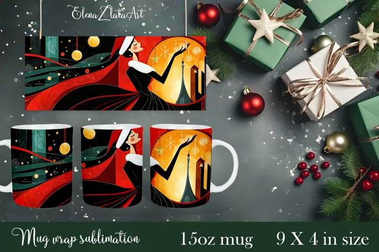 Sublimation Mug with Christmas Design 15oz