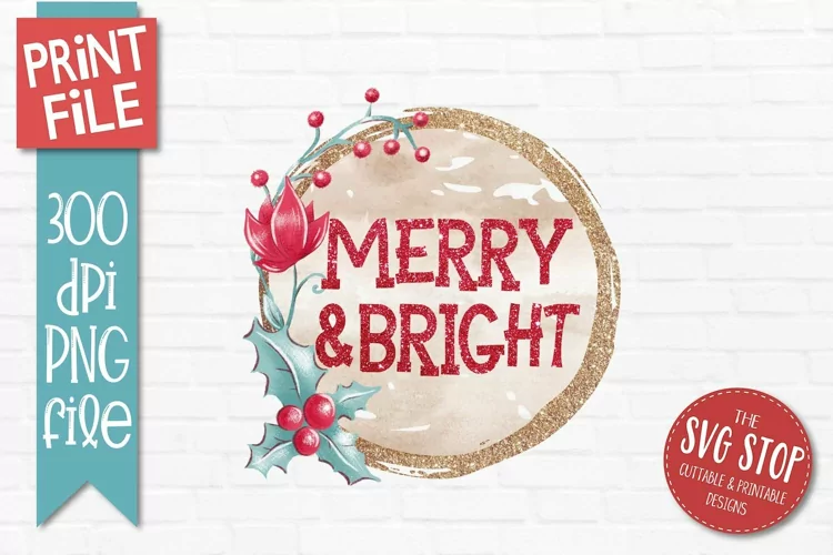 Merry And Bright Sublimation | Christmas T-shirt Transfer