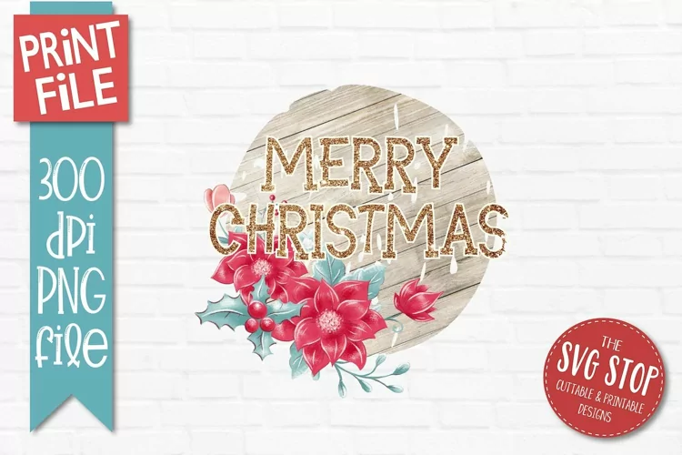 Merry Christmas Sublimation Design | Holiday Wall Art