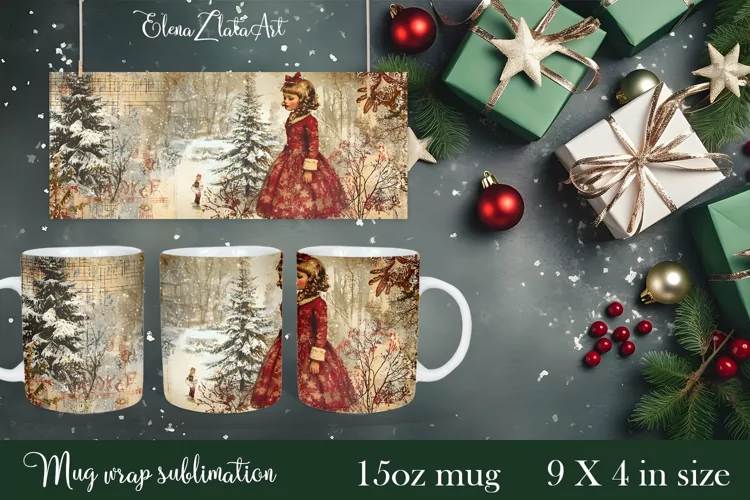 Sublimation Mug with Christmas Design 15oz