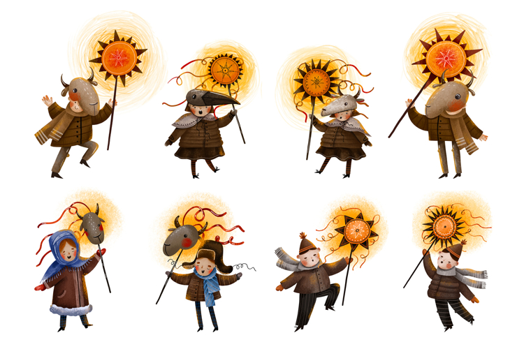 Ukrainian Carolers with Christmas Star. Ukrainian Kids