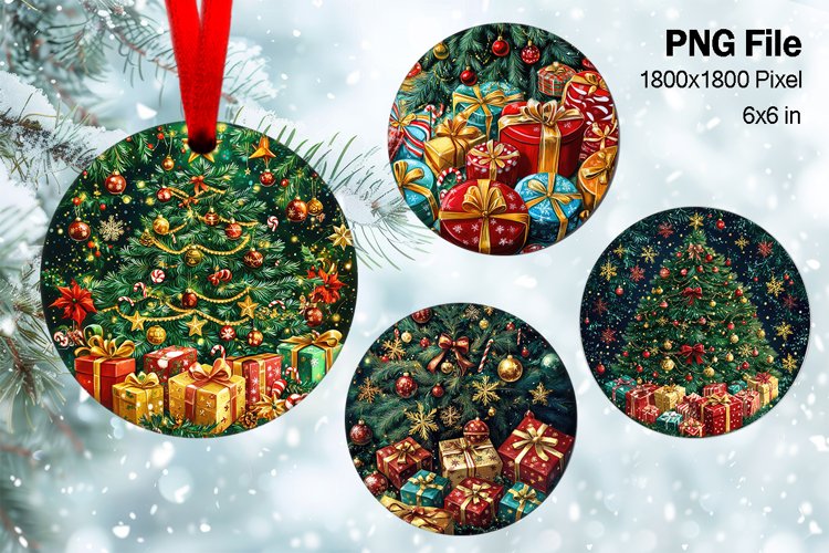 Christmas Tree Ornament Round Circle Decorate Sublimation_10 example image 1