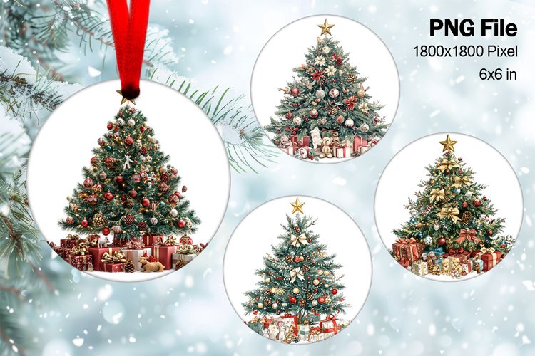 Christmas Tree Ornament Round Circle Decorate Sublimation_7