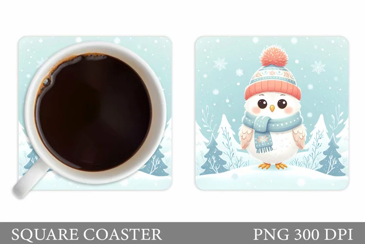 Cute Owl Coaster Design. Christmas Coaster Sublimation