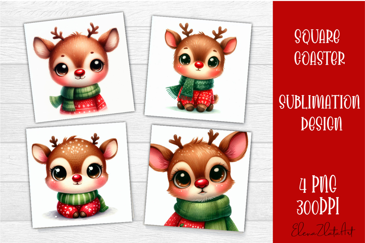 Merry Christmas Sublimation Coaster Design