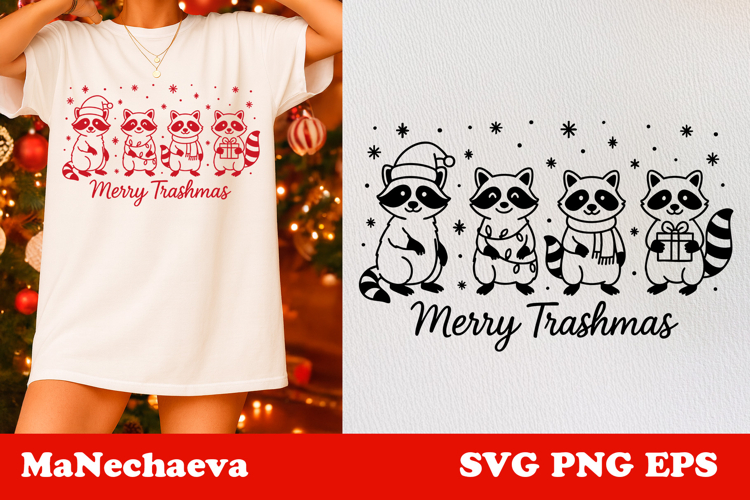Cute Christmas SVG | Merry Trashmas Raccoon Clipart