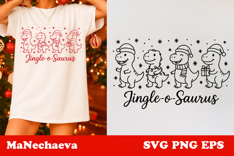 Cute Christmas SVG | Jingle-o-Saurus Dinosaur Clipart