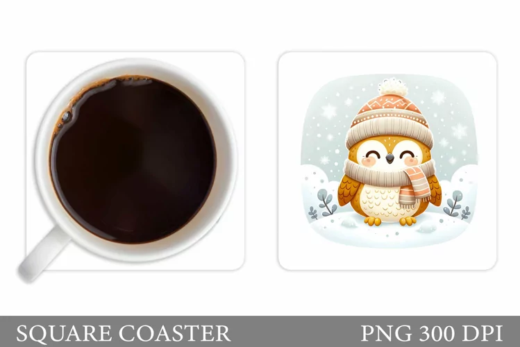 Christmas Owl Coaster Design. Christmas Coaster Sublimation