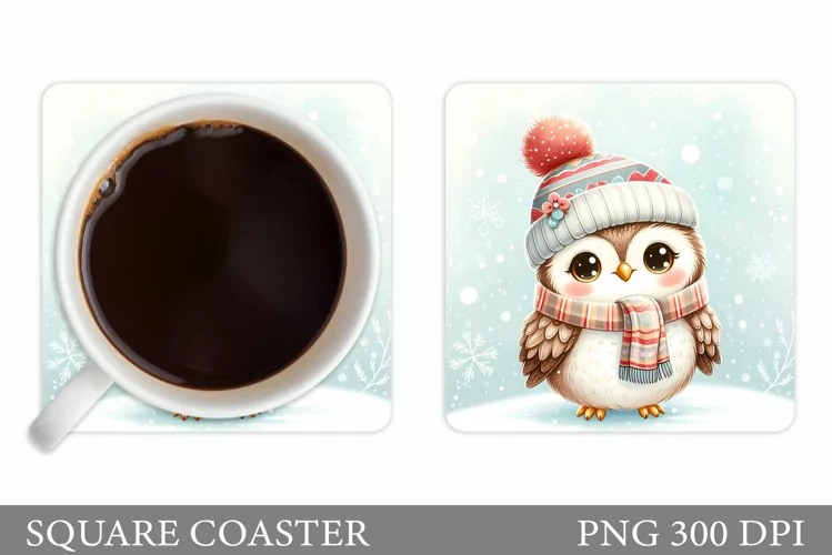 Cute Owl Coaster Design. Christmas Coaster Sublimation