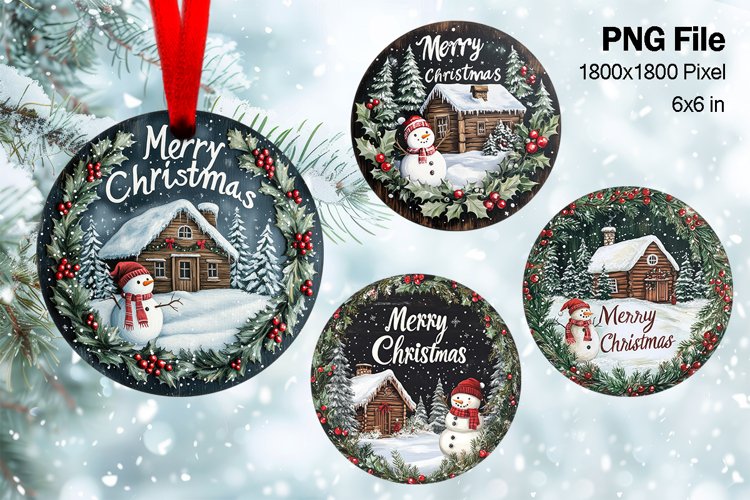 Christmas House Ornament Watercolor Snow House Decorate