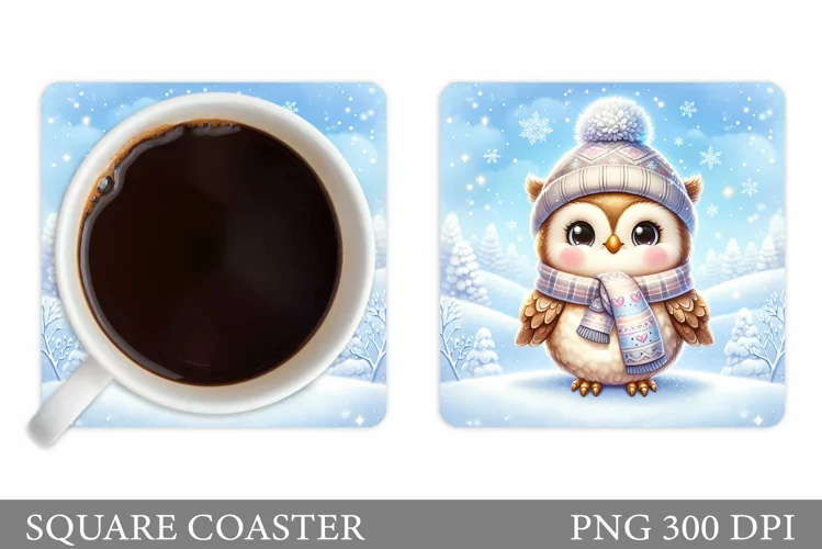 Christmas Owl Coaster Design. Christmas Coaster Sublimation