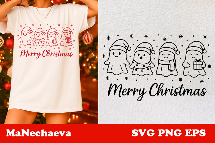 Cute Christmas SVG | Merry Ghost Christmas Clipart