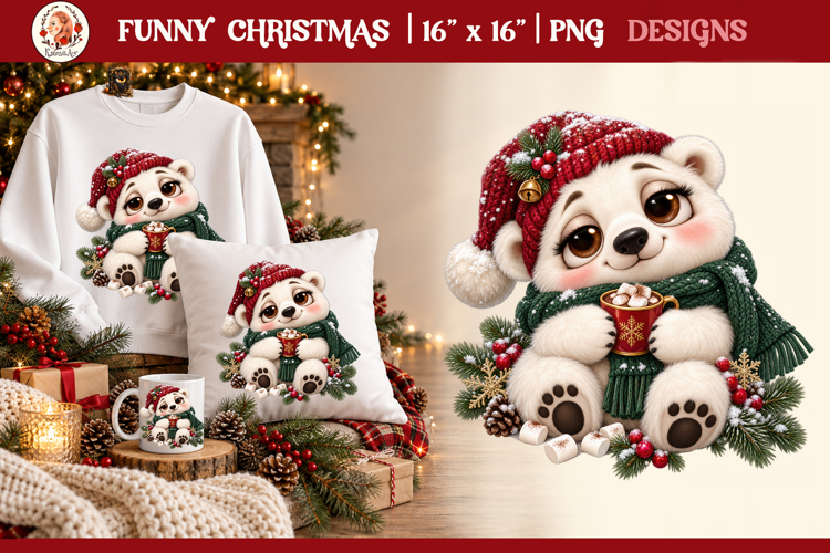 Funny Cute Christmas Animals PNG Clipart