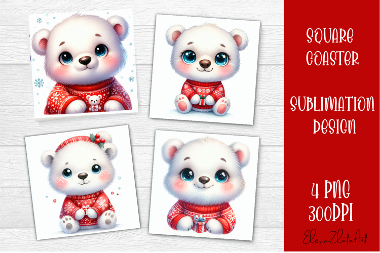 Merry Christmas Sublimation Coaster Design