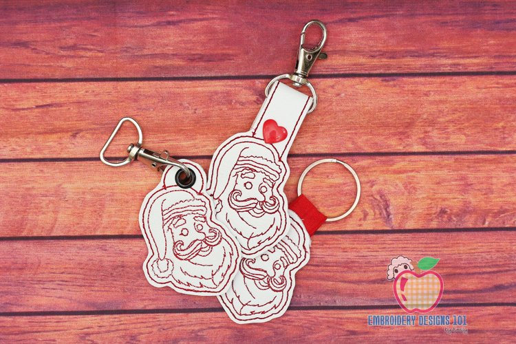 Christmas happy santa face In The Hoop Keyfob