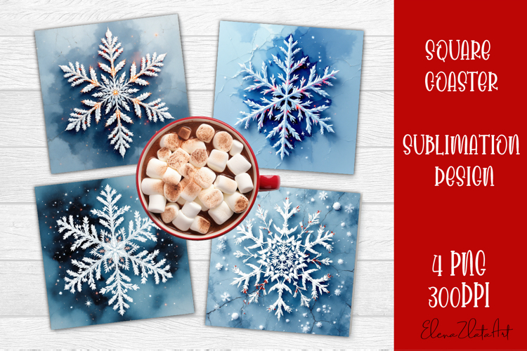 Vintage Christmas Sublimation, retro square Coaster Design