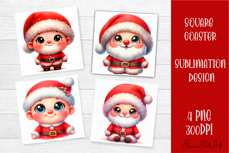 Christmas santa claus Sublimation Coaster Design