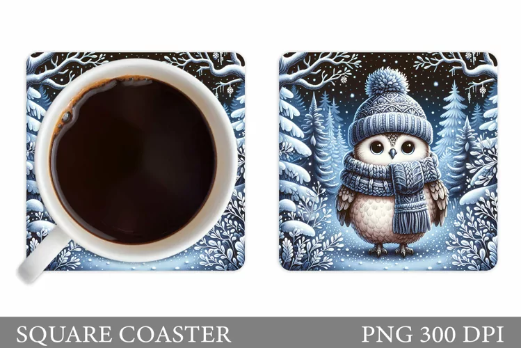 Christmas Owl Coaster Design. Christmas Coaster Sublimation