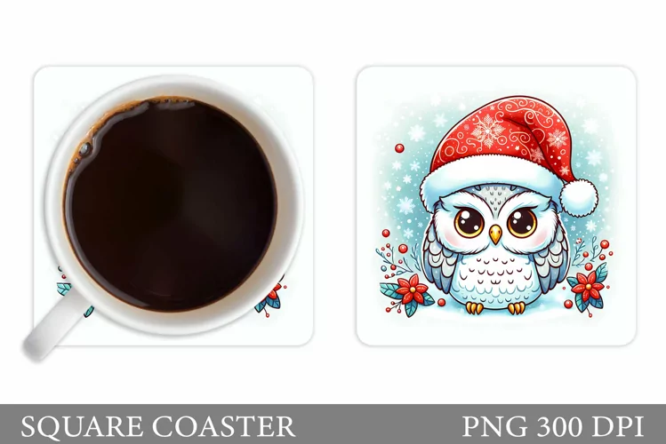 Cute Owl Coaster Design. Christmas Coaster Sublimation
