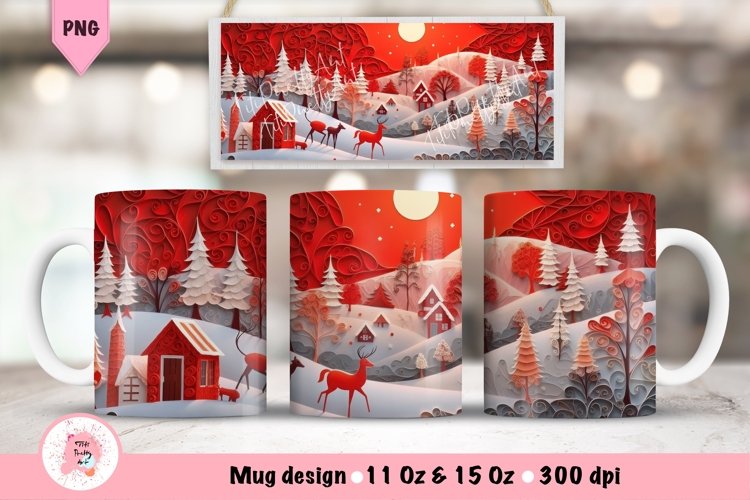 Christmas Mug Wrap Sublimation Designs, 3d Mug, Christmas Png