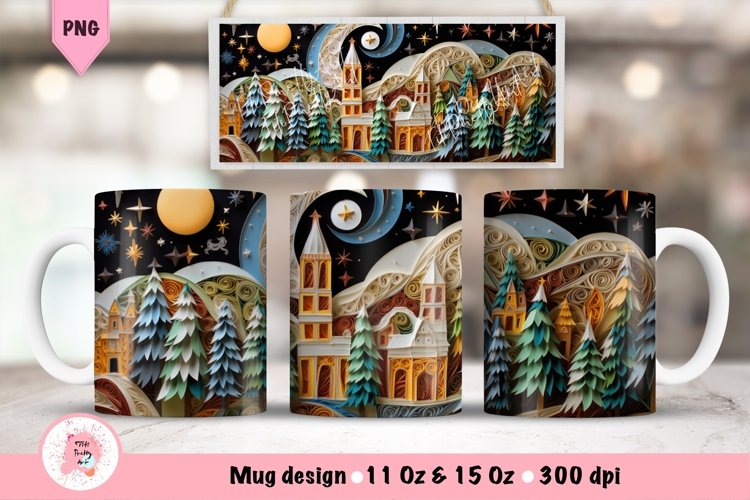 Christmas Mug Wrap Sublimation Designs, 3d Mug, Christmas Png