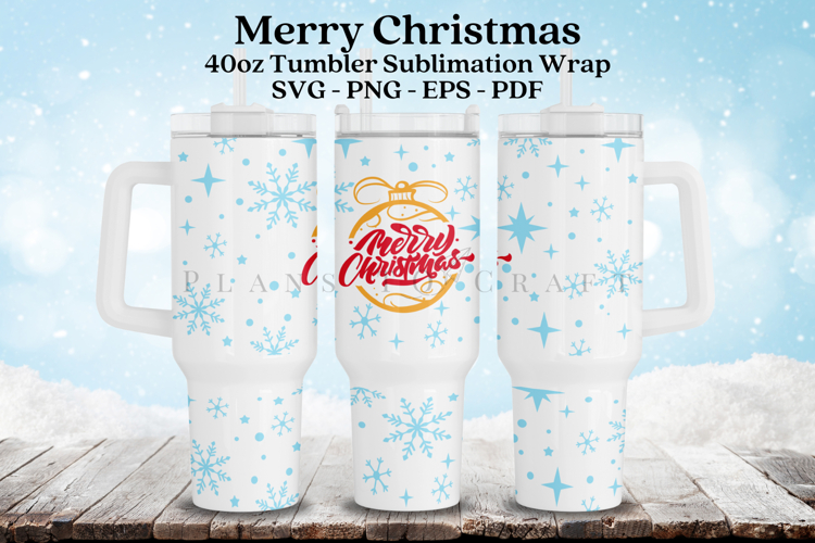 Merry Christmas 40oz Tumbler Sublimation Wrap SVG