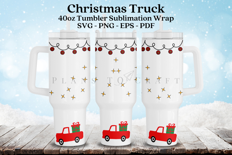 Christmas Truck 40oz Tumbler Sublimation Wrap SVG