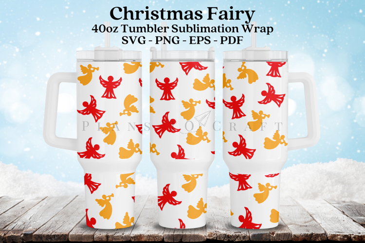 Christmas Fairy 40oz Tumbler Sublimation Wrap SVG