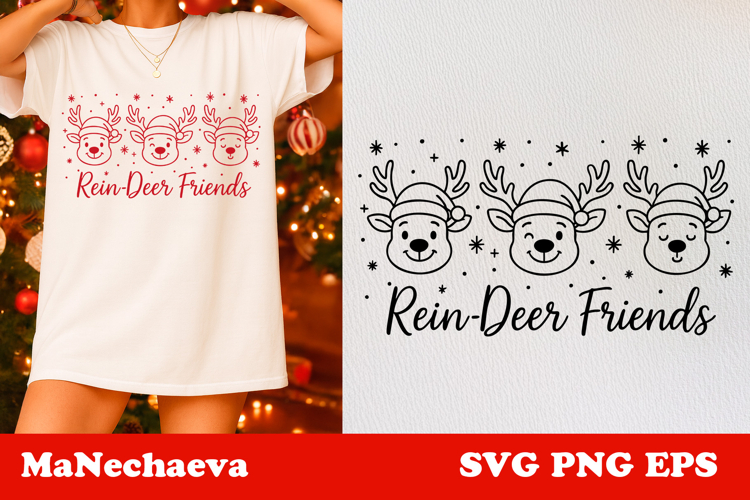 Cute Christmas SVG | Rein-Deer Friends Funny Holiday Design