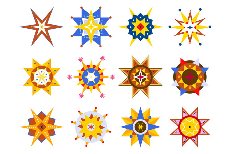 Christmas Star Clipart Hand Drawn Folk Bethlehem Star