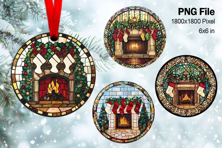 Christmas Fireplace Ornament Circle Winter House Decorate_6