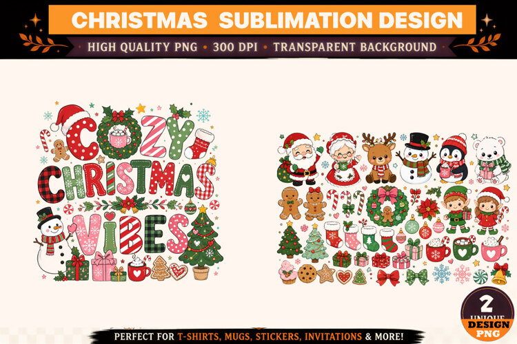 Christmas Cozy Design,Christmas sublimation Design example image 1