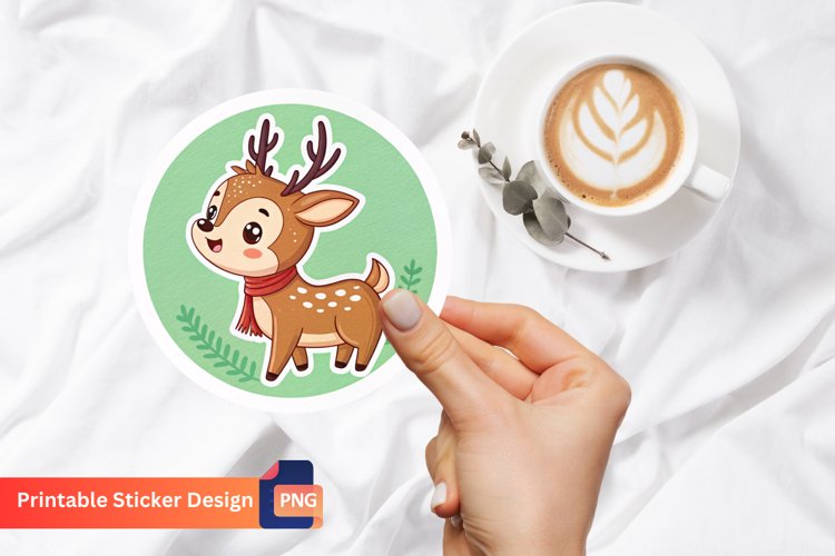 Christmas Adorable Deer Sticker, Deer Christmas Decor