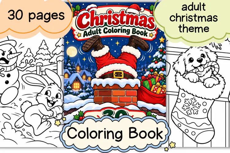 Christmas Adult Coloring Book 30 Pages