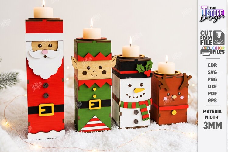 Christmas Advent Candle Holder Laser Cut Kit | Advent Block example image 1