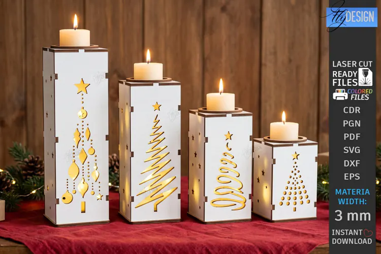 Christmas Advent Candle Holder Laser Cut Kit | Holiday Laser