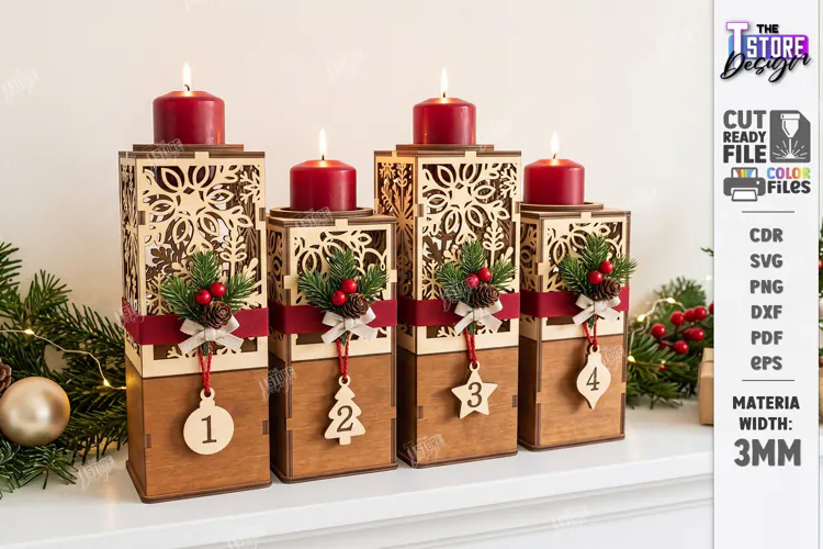 Christmas Advent Candle Holder Laser Cut Kit | Advent Block