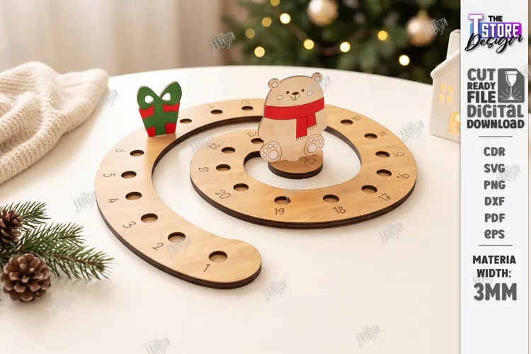 Wooden Christmas Advent Calendar Laser Cut | Holidays Laser