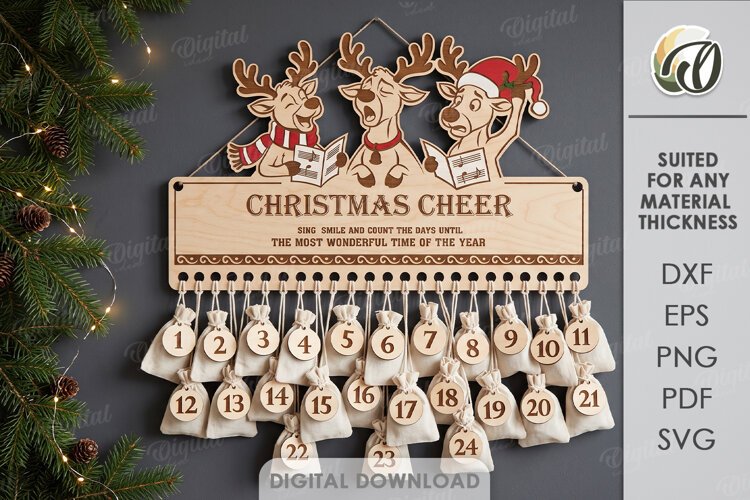 Christmas Advent Calendar Laser Cut. Wall Calendar SVG example image 1