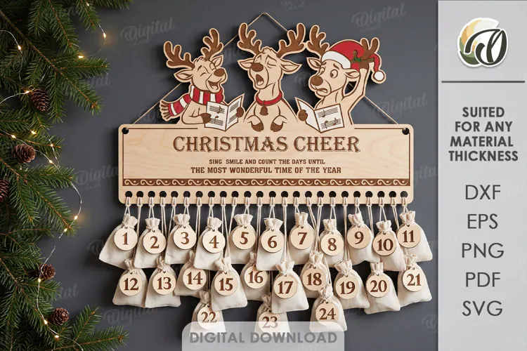 Christmas Advent Calendar Laser Cut. Wall Calendar SVG