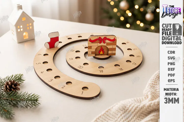 Wooden Christmas Advent Calendar Laser Cut | Holidays Laser